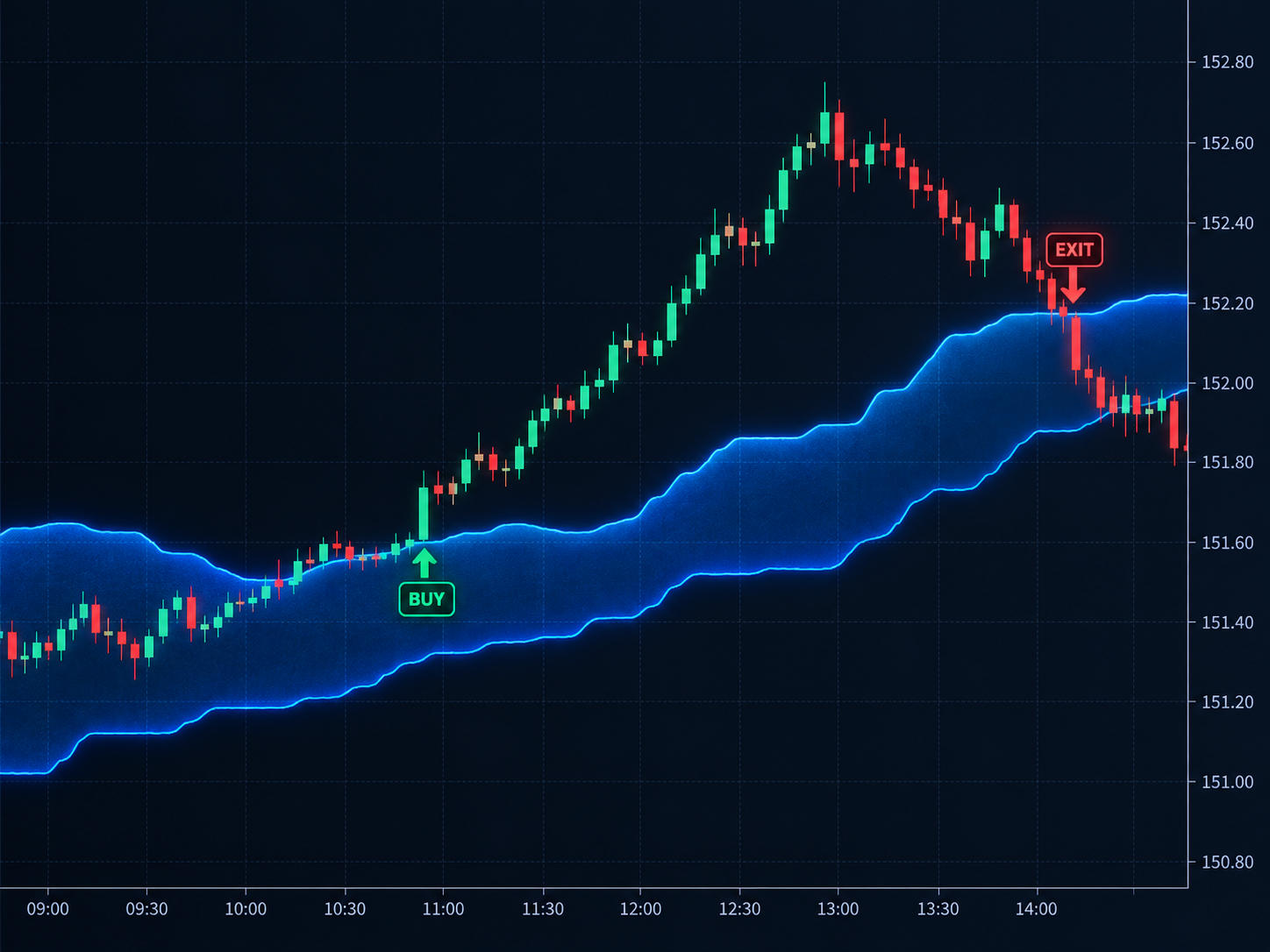 Short-term trade example on a Trinity chart